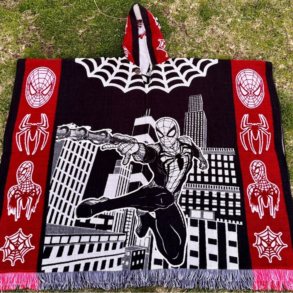 Spider man Adult size alpaca poncho, handcrafted in Ecuador, one size.Unisex
